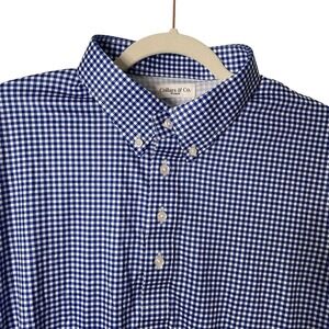 NEW‎ Collars & Co Mens 2X-Large Blue White Gingham Long Sleeve Collar Polo Shirt